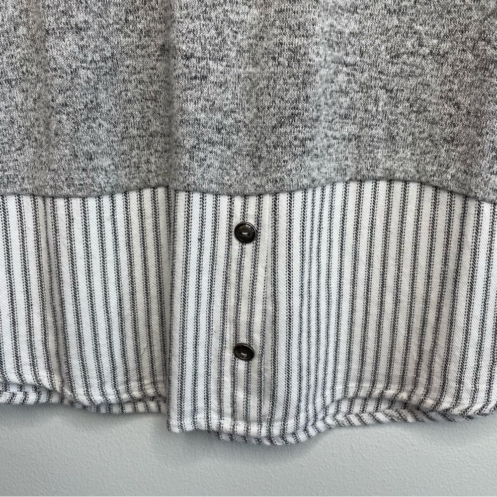 Monteau Preppy Classic Gray Crewneck Roll Tab Layered Sweater Top Blouse - Picture 5 of 8